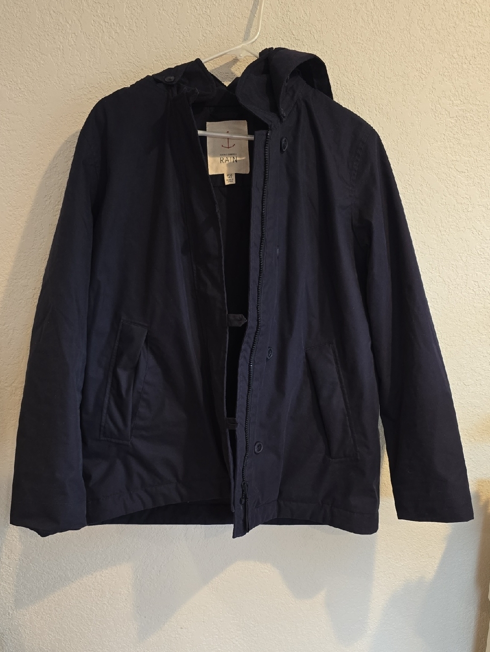 Women's Navy Hooded Raincoat